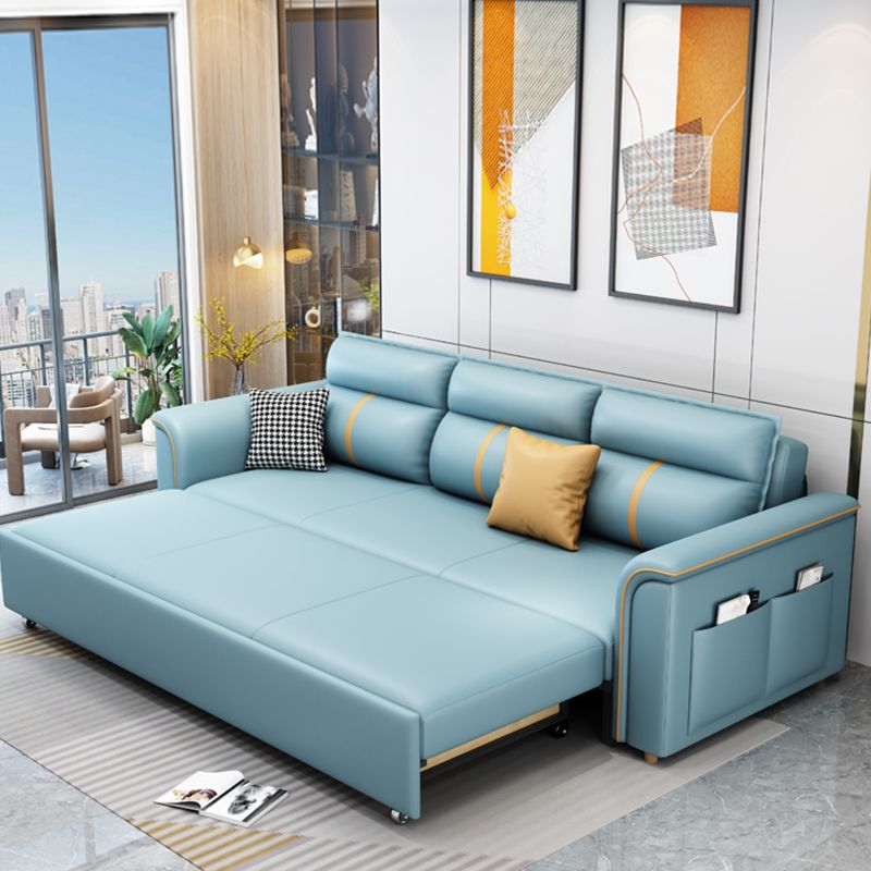 Blue Upholstered Sleeper Sofa 32.67" Tall Sofa Bed with Storage