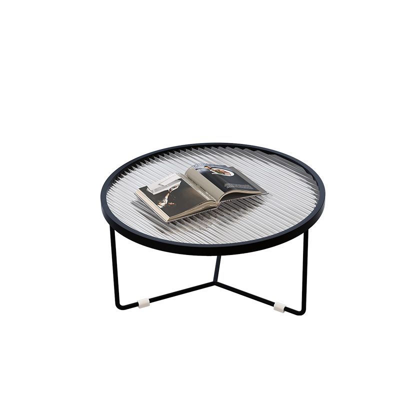 11.8"H Metal Frame Base Glass Round Table Top Coffee Table for Apartment