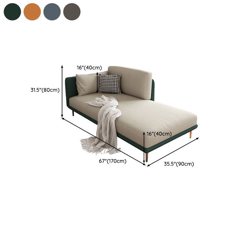 Nordic Style Faux Leather Chaise Square Arms Chaise in Solid Color