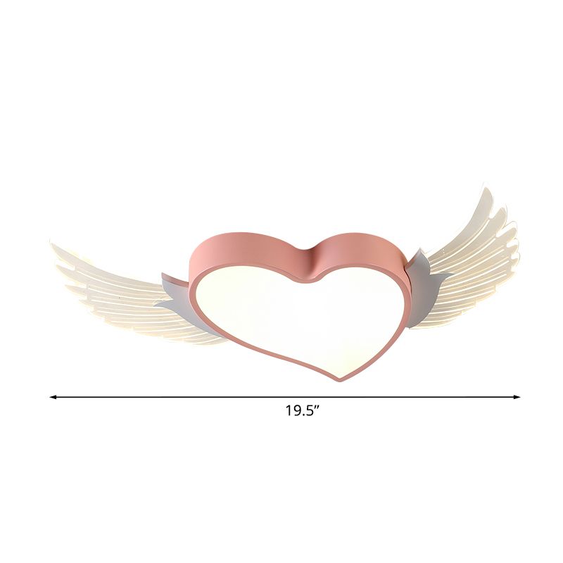 Loving Heart e Wing Flushmount Nordic Metallic LED Rosa Soffitto Montato Illuminazione
