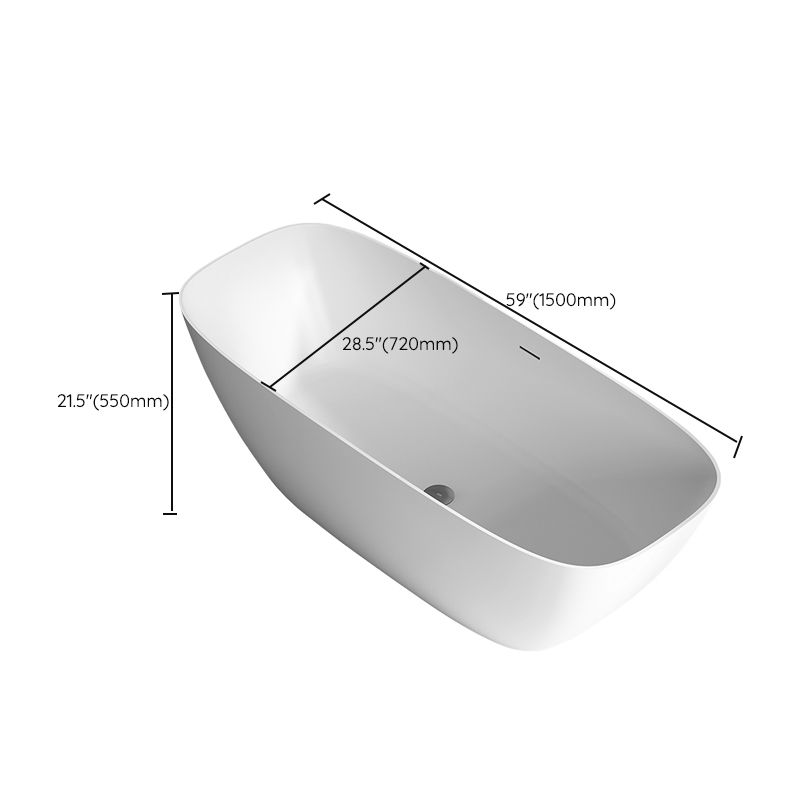 White Freestanding Soaking Bathtub Modern Rectangle Stone Bathtub