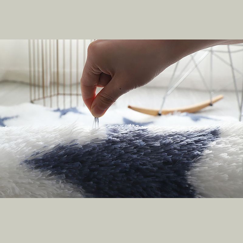 White Tone Simple Area Carpet Polyester Geometric Print Indoor Rug Anti-Slip Backing Carpet for Living Room