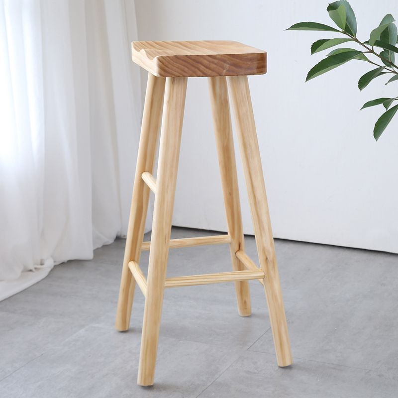 Contemporary Wood Counter Bar Stool Backless Saddle Seat Bar Stool with Footrest