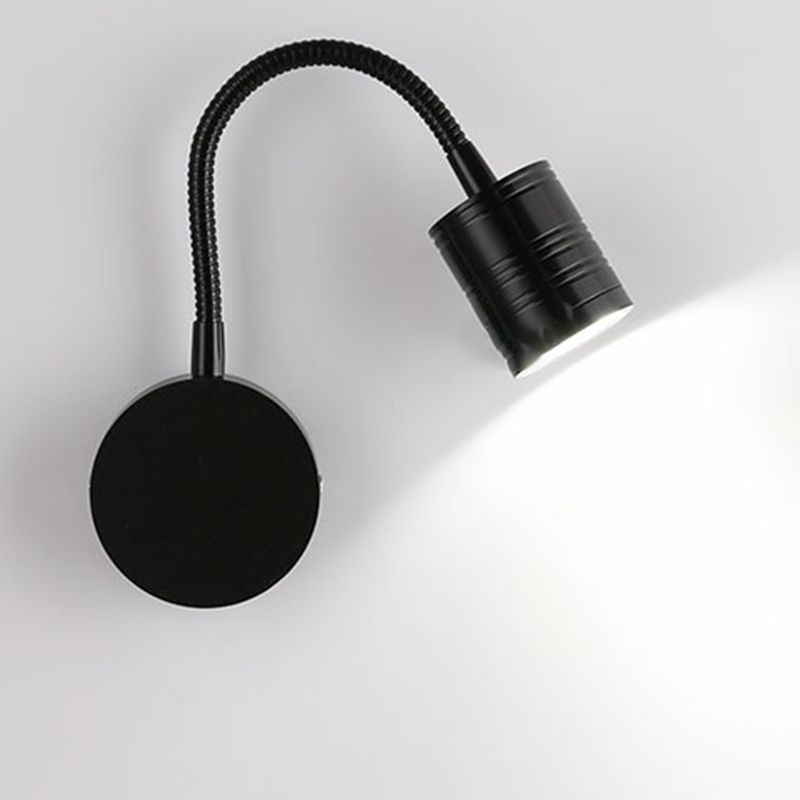 Éclairage mural de cylindre en métal style contemporain 1 éclairage de lecture murale lumineuse