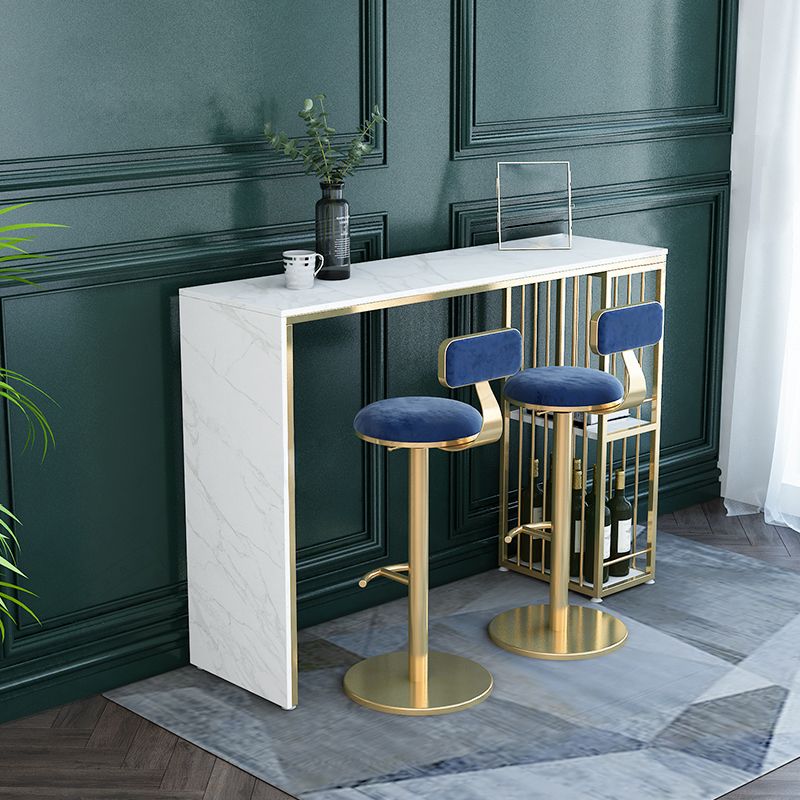 Glam Style Bar Table Faux Marble Bar Dining Table with Storage Shelf