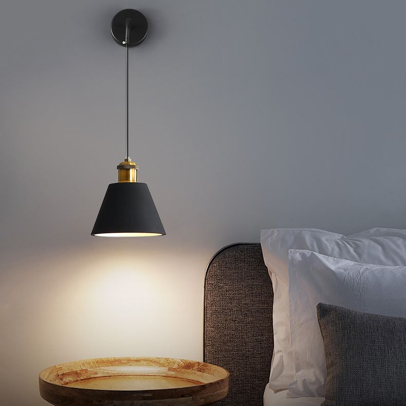 Modern Metal LED Wall Sconce Geometric Shape Wall Light with Resin Shade for Bedroom