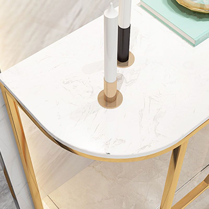 12" W Glam Marble Console Table Half Moon Abstract Accent Table for Hall