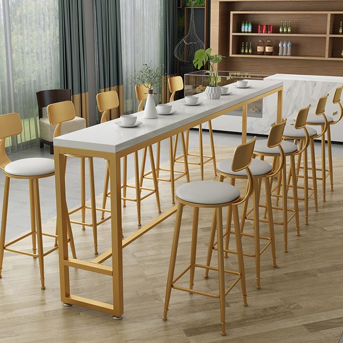 White Cushion Bar Stool Contemporary Barstool with Metal Legs