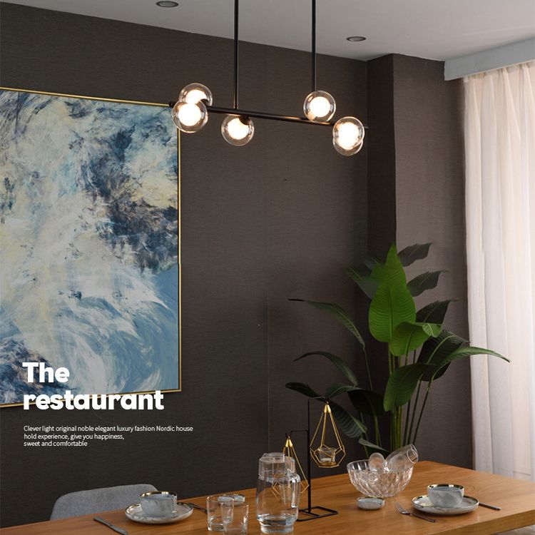 Sphere Island Chandelier Light Simplicity Style Glass Dinning Room Island Light Fixture