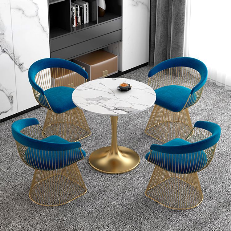White Stone Top Table for Home Traditional Luxury Round Dining Table