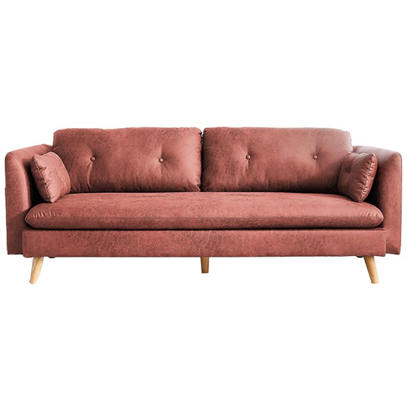Tufted Square Arm Sofa 3-Seater Faux Leather Single Cushion Sofa