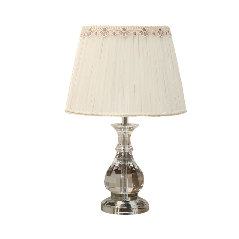 1 tête de tâche courbée légère modernisme lampe à lecture en cristal coupé à la main en beige pour chambre à coucher