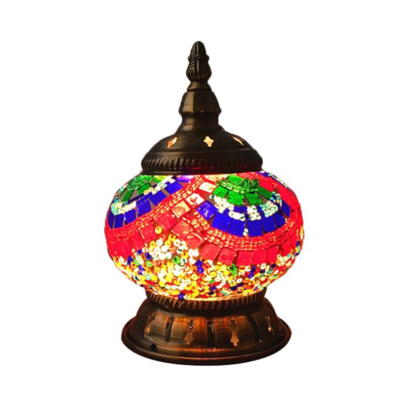 1 hoofdbol tafellamp traditioneel rood/oranje/lichtblauw gekleurd klassen nachtkastje lamp voor slaapkamer
