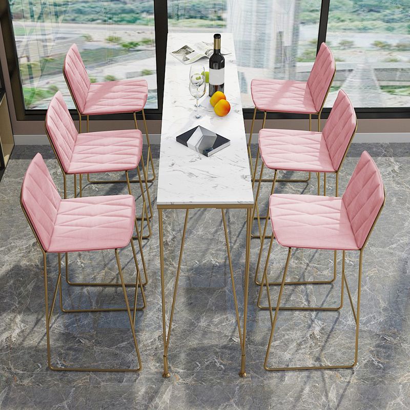 Glam Style Rectangle Bistro Set 1/7 Pieces Faux Marble Counter Set