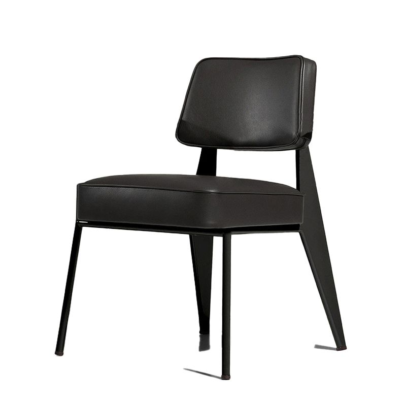 Industrial Style 24.4" Wide Faux Leather Fixed Back Armless Chair