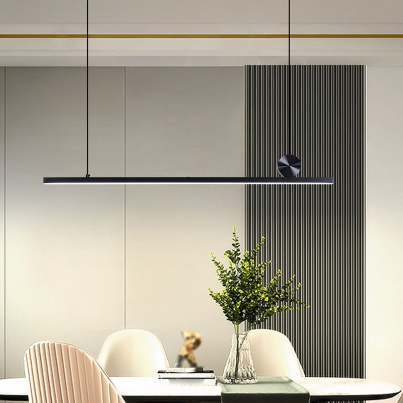 Contemporary Linear Shape Pendant Light with Plastic Shade for Living Room