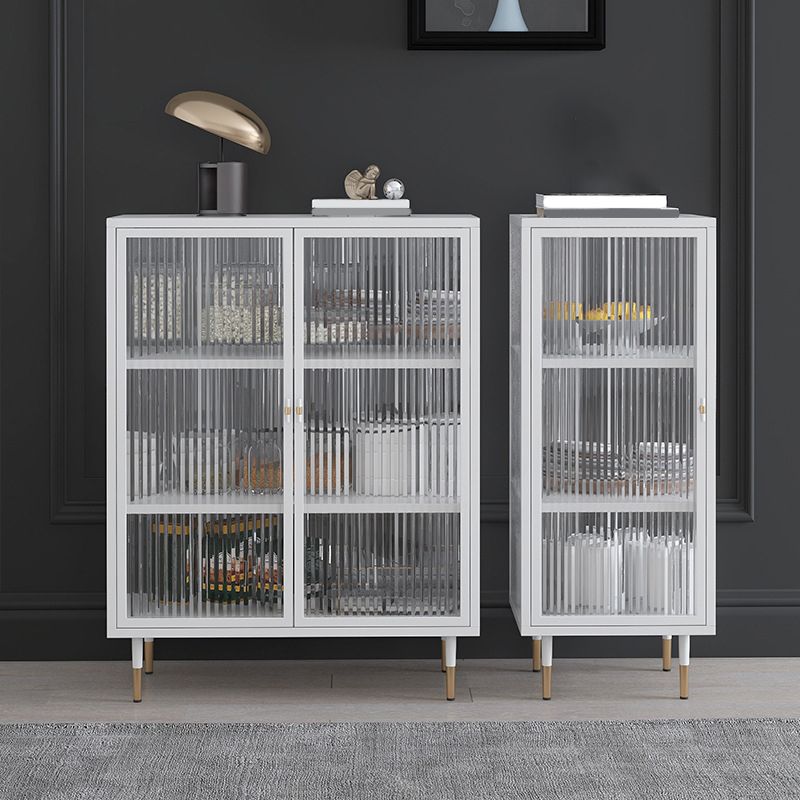 Contemporary Curio Cabinet Glass Doors Metal Storage Cabinet for Living Room