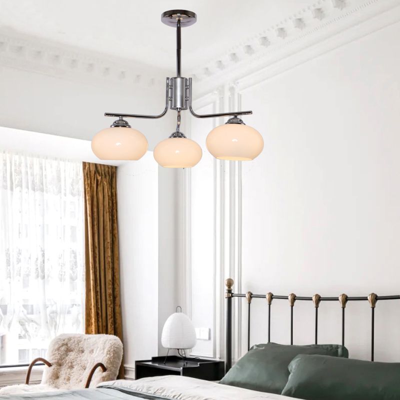 Modern Silver Ceiling Hung Fixture Starburst Glass Down Lighting Pendant