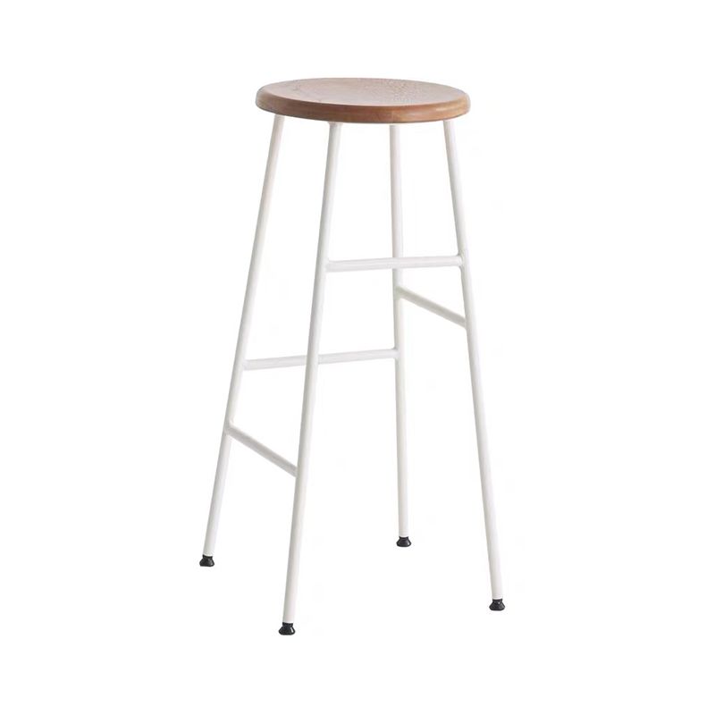 Modern Armless Backless Counter Stool Iron Bar Stool with Seat and Pedal for Cafe