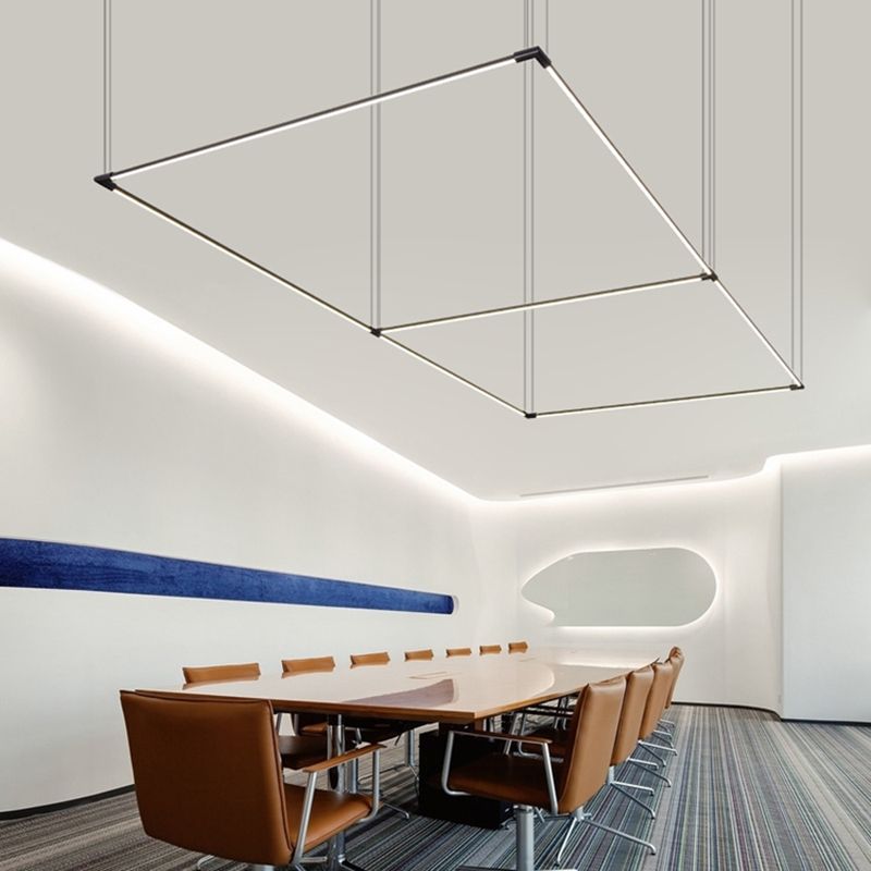 1 Light Linear Island Light Fixture Modernism Metal Island Pendant Lights for Office