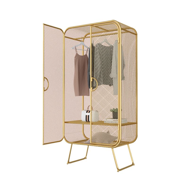 Nordic Iron Grid Wardrobe Long Hanging Storage Metal Storage Cabinet