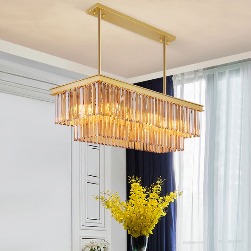 Modern Island Lighting 6-Light Crystal Hanging Light for Dining Table