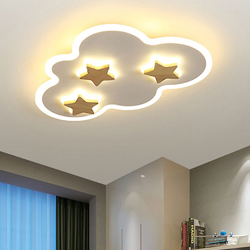 Cloud et Star Kid Bedroom Flush Mount Ceiling Light Acrylic Art Déco Ceiling Light Fixture