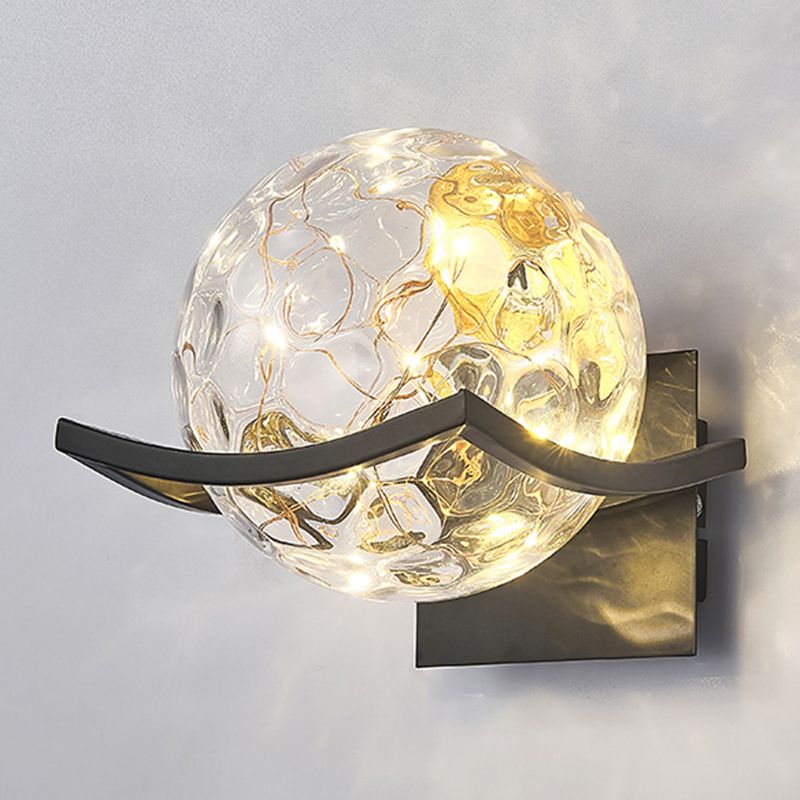 Modern Minimalist Style Wall Lamp Creative Round Glass Bedside Wall Lamp