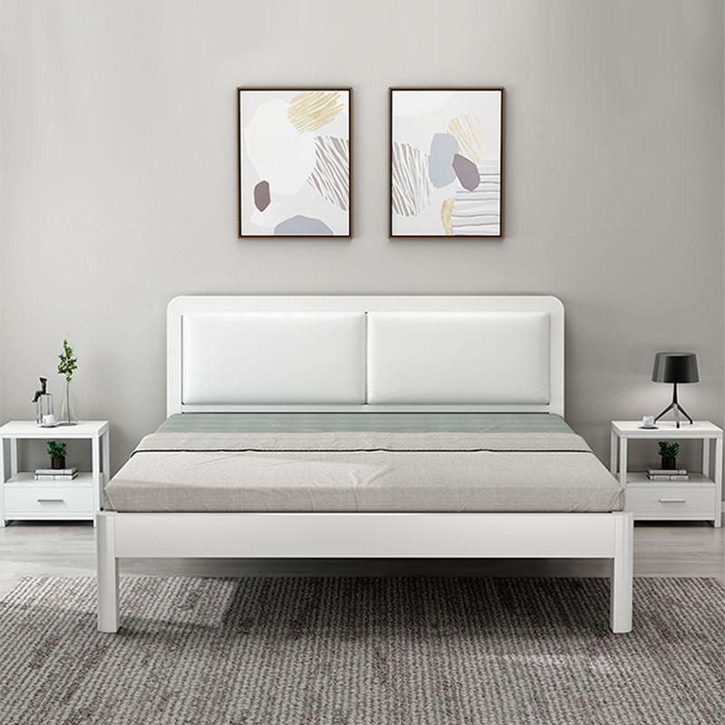 Modern Iron Wire-Grid Bed Frame 36.6" H Black & White Panel Bed with Headboard