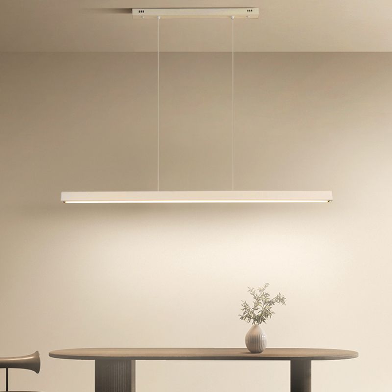 Modern Metal Pendant Lighting Linear Shape Hanging with Acrylic Shade Light in White