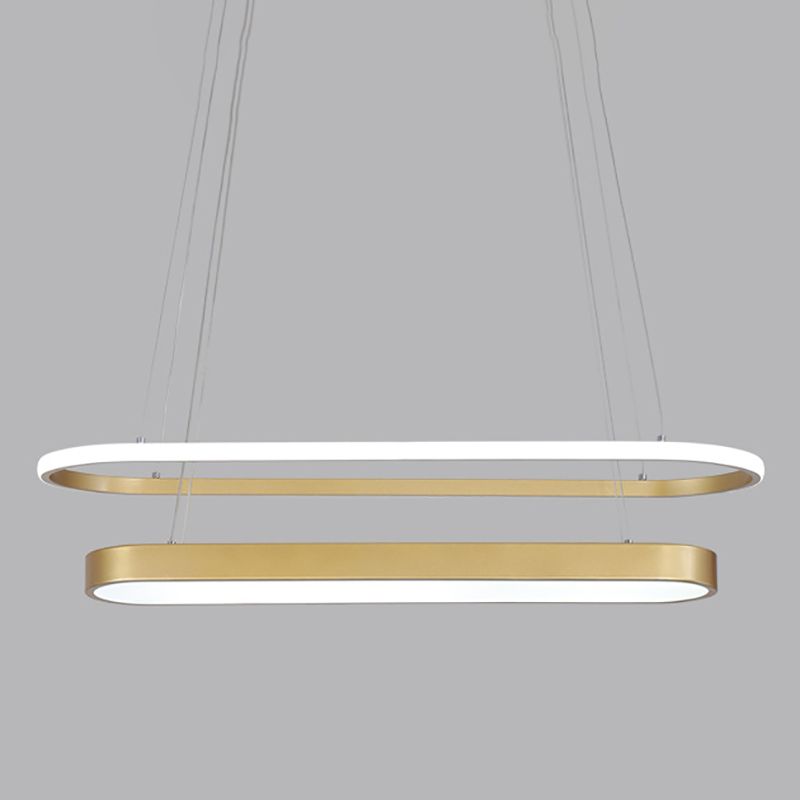Comedor elíptico lámpara colgante LED metálico de 2 luces encimeras modernas