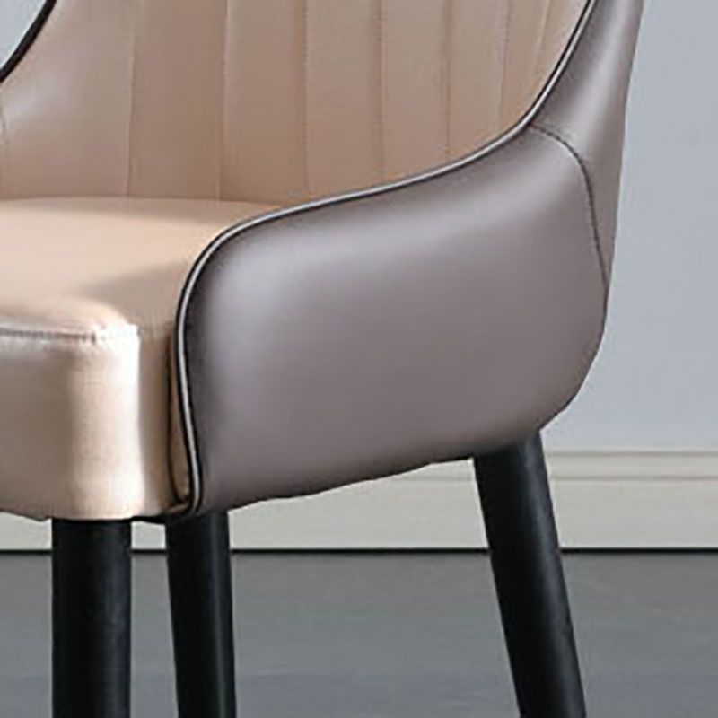Sillas laterales de comedor con respaldo sólido y brazo de diseño escandinavo Sillas laterales de comedor de cuero