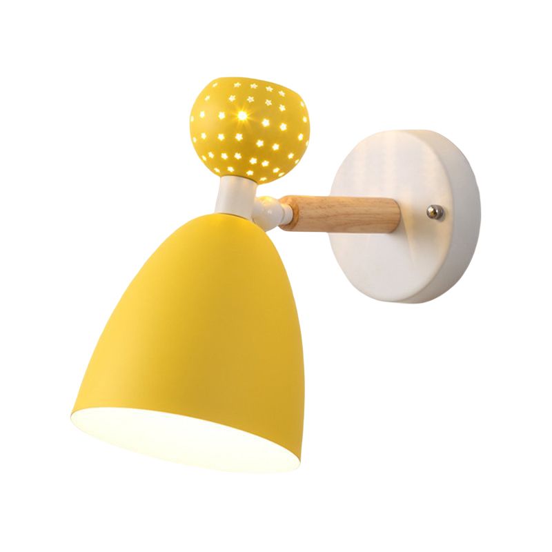 Contemporary Macaron Metal Wall Light Wood Lighting for Dining Room