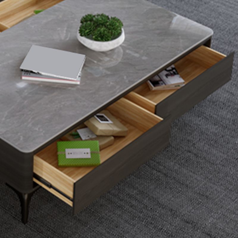 16"H Contemporary Cocktail Table Storage Rectangle Coffee Table