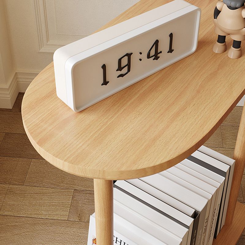 Contemporary  Wooden Oval Top Side Table  End Table36.22" High with Storage