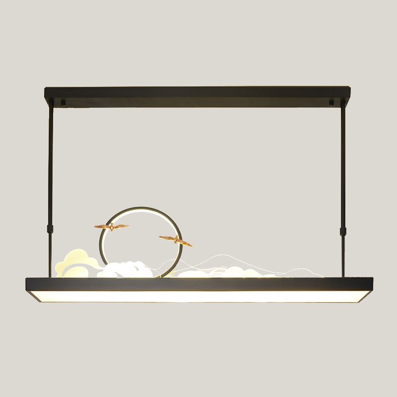 Modern Style Geometry Shape Island Lights Metal 3 Light Island Pendant Lights in Black