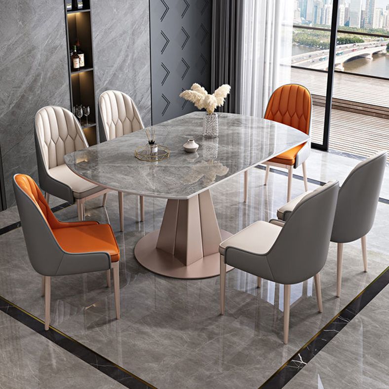 Convertible Furniture Glam Pedestal Dining Table for Kitchen