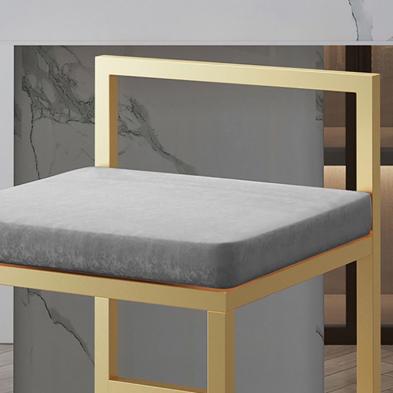 Glam Style Upholstered Barstool Square Bar Height Stool for Living Room