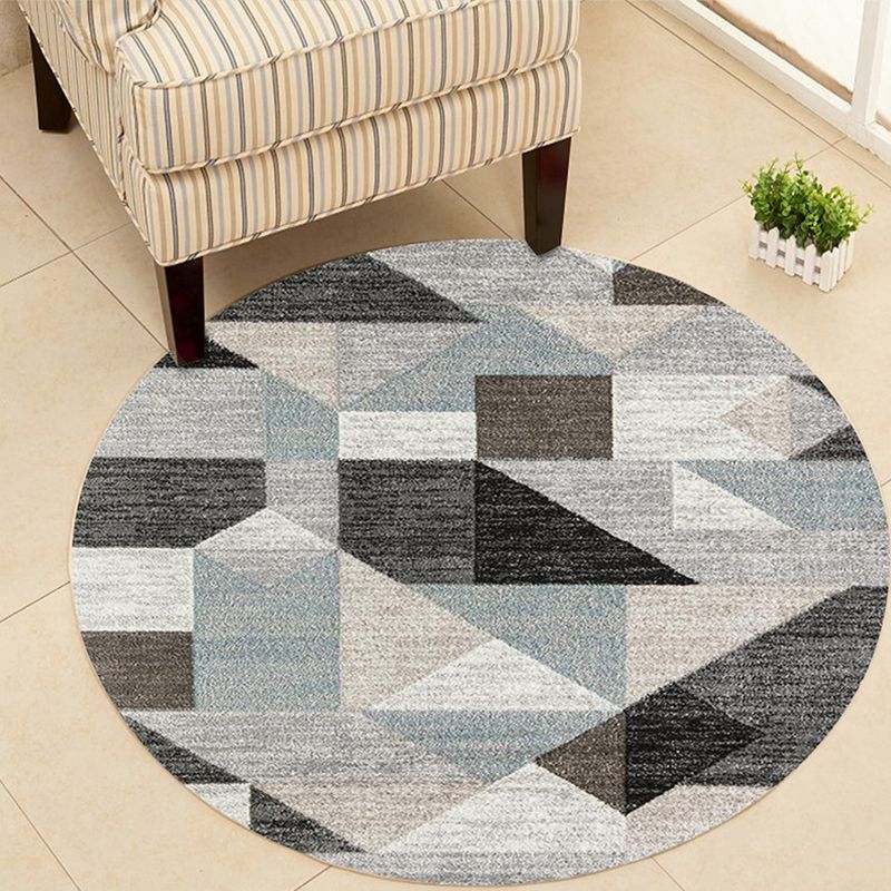 Bright Colorblock Geometric Rug Multi Colored Postmodern Rug Polyester Non-Slip Stain Resistant Pet Friendly Rug for Room