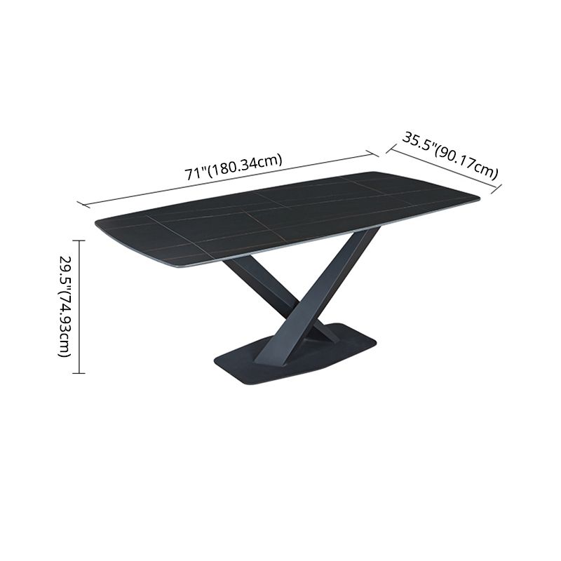 Minimalist Sintered Stone Dining Room Set Fixed Dining Set with Rectangle Table for Home Use
