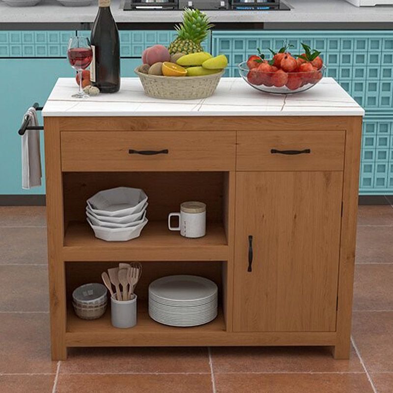 Modern Kitchen Island Table Dining Room Prep Table with Casters