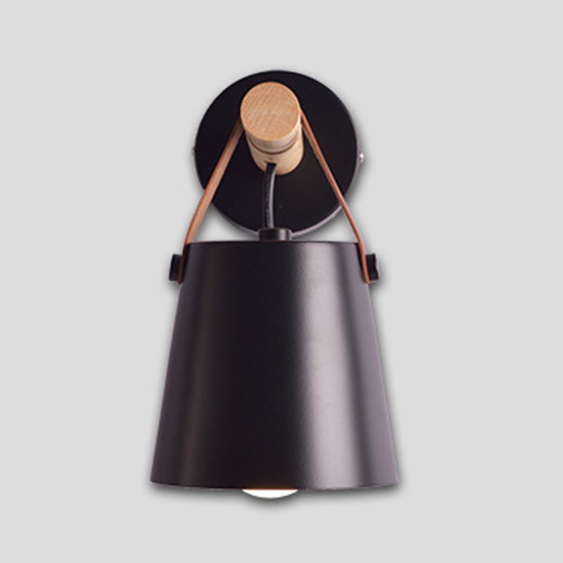 Modernist Wall Sconce Tapered Sconce Light with Metal and Wood for Bedroom