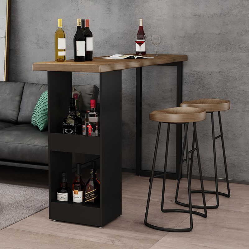 Industrial Style Bar Table Set 1/3 Pieces Solid Wood Rectangle Table and Stool Set