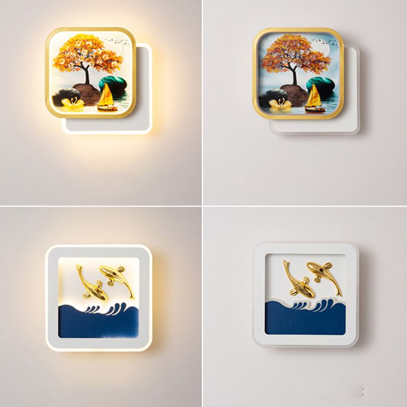 Modern Simple Iron Wall Light LED Wall Lamp with Acrylic Shade for Living Room