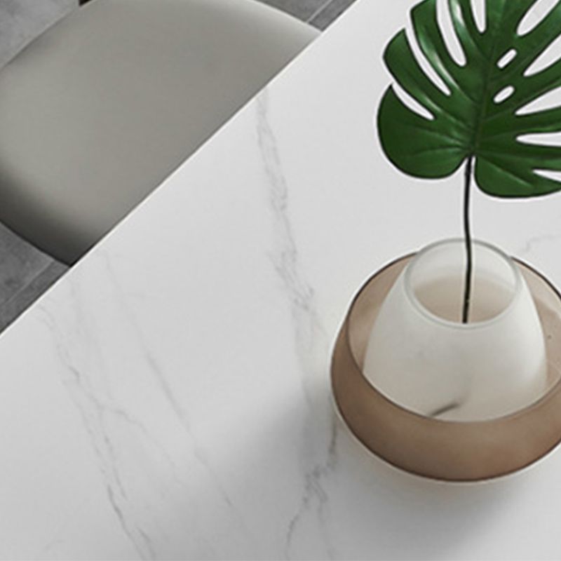 White Stone Top Table Mid-Century Modern Dining Table with 4 Legs