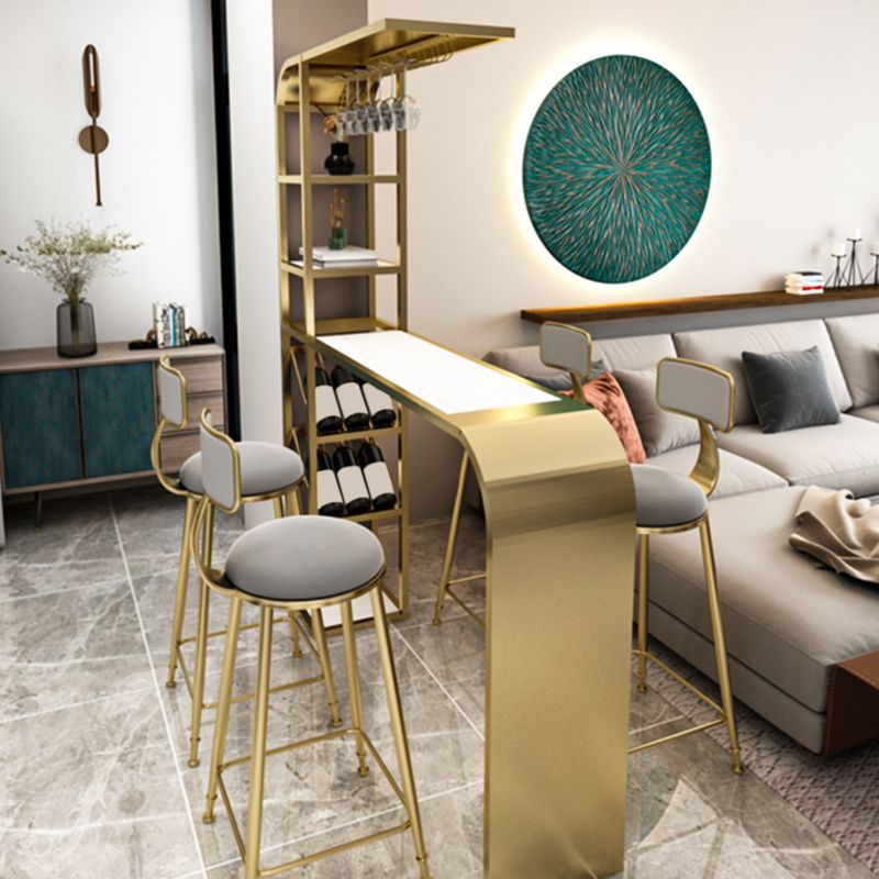 Contemporary Style Rectangle Bar Table Stone Bar Height Table with Storage