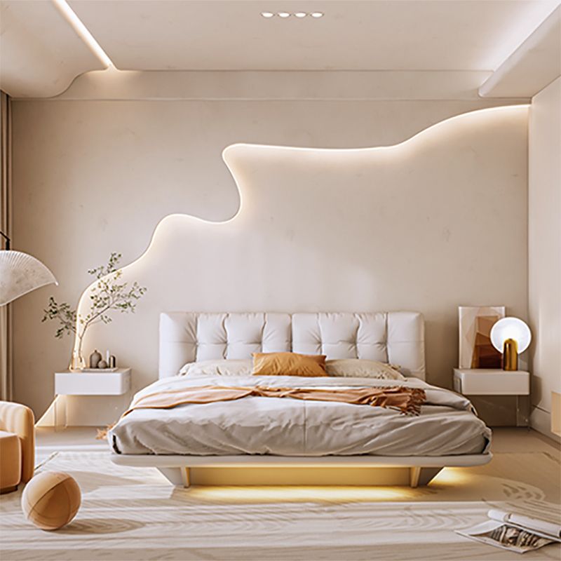 Contemporary White Lift Up Storage Solid Color Bed Frame, Light Not Included