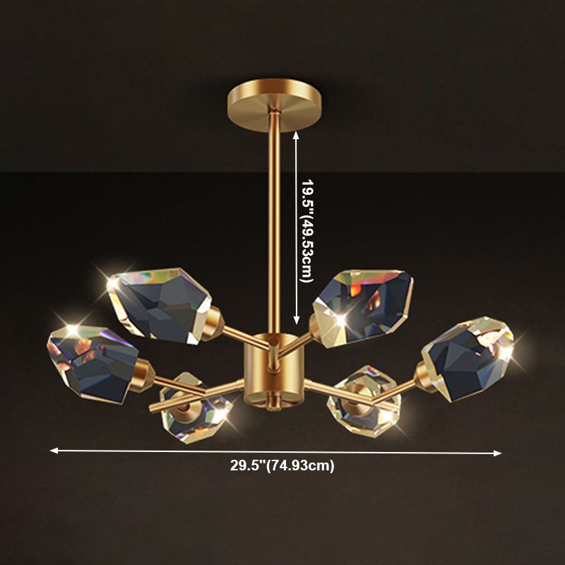 Modern Luxury LED Pendant Light Metal Indoor Chandelier with Crystal Shade