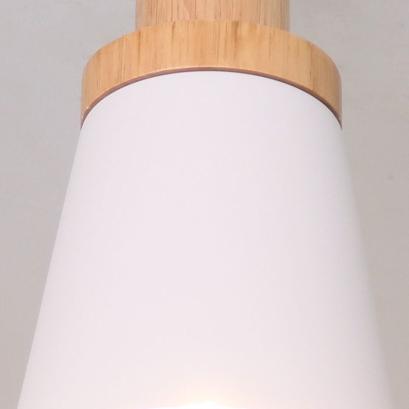 Modern Artistic Ceiling Light Wooden Geometric Semi Flush Mount with Wrought Iron Shade