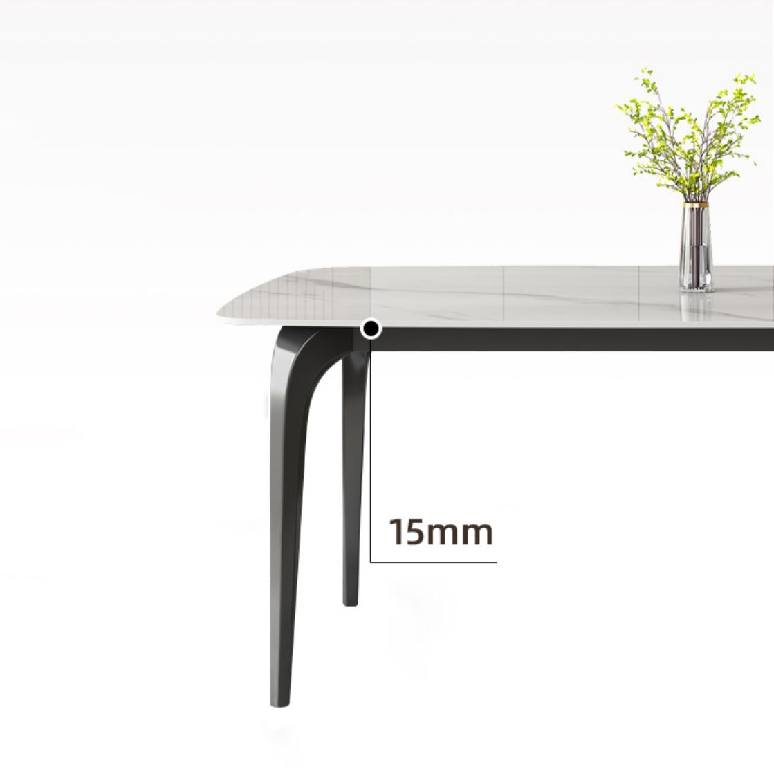 Contemporary White Rectangular Stone Dining Table with 4 Legs